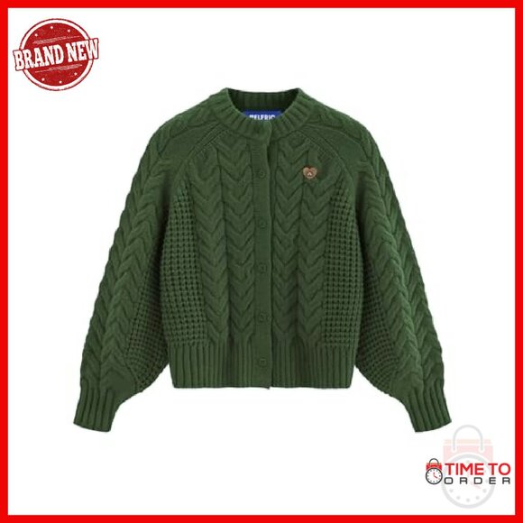 Chunky Cable Knit Oversized Cardigan Sweater Women's Open Front Long Sleeve - Picture 2 of 7